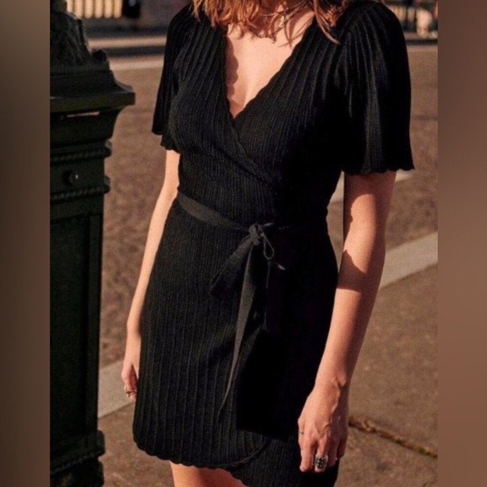 Sezane Louisa knit wrap dress